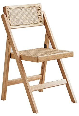 D2FASHION Rattan Klappstuhl Balkonstühle Camping Chair Gartenstühle Braun/Schwarz/Natürliche Farbe, Home Office Chair 48 X 50 X 80cm, Klappstuhl Outdoor 150 Kg Belastbarkeit (Color : Wood Color)