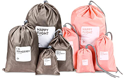 LIUCONGBD 8 pezzi Borse impermeabili con cordoncino da palestra, 4 misure di borse da viaggio abbigliamento scarpe sacchetti organizzatori per lo sport, il lavaggio e la scuola all'aperto