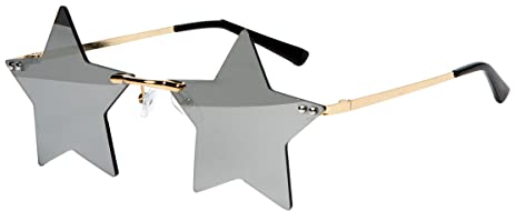 WILBERS & WILBERS 20158 - Brille für ein Festival, rahmenloses Glas als Stern, verspiegelt, für Damen und Herren
