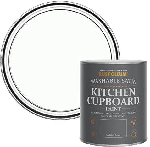 Rust-Oleum Off White Scrubbable Kitchen Cupboard Paint in Satin Finish - Moonstone 750ml