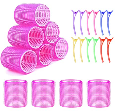 10 Pièce Gros Bigoudis Cheveux, 45mm Gros Bigoudis, Rouleau Cheveux avec 10 Pinces à Bec de Canard, Réutilisable Hair Rollers, Rouleaux Cheveux Cheveux pour Femmes aux Cheveux Longs et Courts