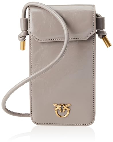 Pinko Damen Phone Case Vitello Shiny Vinta Reisezubehör-Brustbeutel, I68q_Noce-Antique Gold