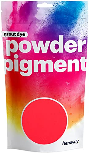 Hemway Grout Powder Pigment UV Fluorescent Coral Pink 50g, Coloured Dye | for Grout, Cement, Concrete, Mortar, Plaster, High Colour Saturation
