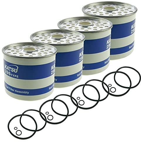 KATSU Filtro Carburante Elemento Filtrante 4 Pezzi Compatibile con CAV296 Motore Diesel Filtro Carburante Separatore Acqua Sostituzione Camion Trattori Generatore Elettrico Marino