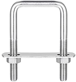 sourcing map Pernos en U Cuadrados, 42mm (1,65) de Ancho Interior, 80mm de Longitud, M8 Perno de Abrazadera en U de Acero Inoxidable 304 con Tuercas y Placas, para Remolque de Barco