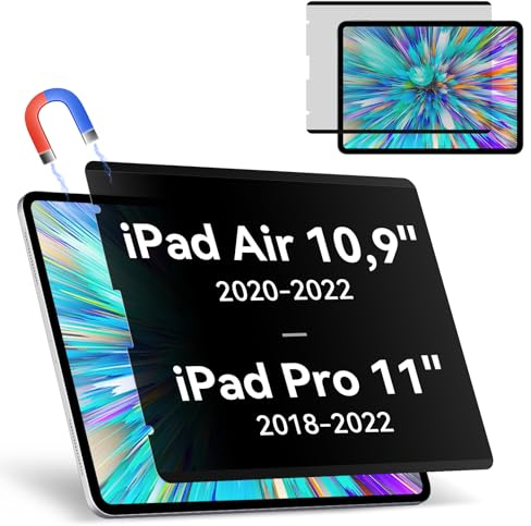 Magnetischer Blickschutzfilter Kompatibel Mit iPad Air 5.Generation 2022 &iPad Air 4 2020 10,9 Zoll &iPad Pro 11(2022-2018), Abnehmbar Anti Glare Blaulicht Privacy Screen Blickschutzfolie Sichtschutz