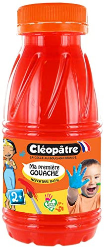 CLEOPATRE Rouge Vif 250ml première Gouache BABY 2-en-1-Peinture au doigt lavable pour enfant dès 2 ans Flacon