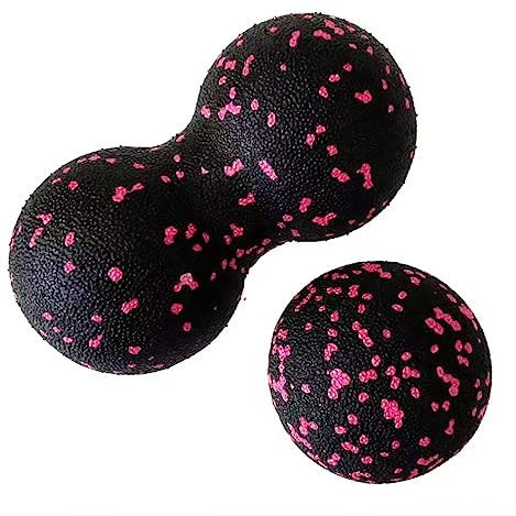 Faszienball Set (Einzelball + Peanut-Lacrosse-Ball), Erdnuss Massageball, Fascia Ball Set für die Wirbelsäule, Füße, Nacken und Rückenentlastung, Tiefengewebsmassage, Triggerpunkt Freisetzung (Pink)