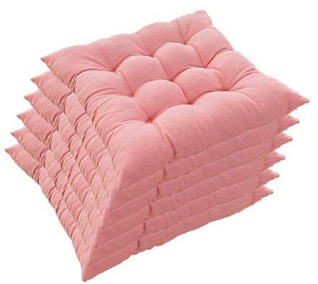 GYYFQH Coussins pour Chaise 40 X 40 X 8 Cm，Galette De Chaise De Jardin，Coussin Épaissi，Coussin en Coton，pour Intérieur Et Extérieur Terrasse Balcon Canapé,Rose-Lotde6