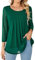 WANGZHI Damen Bluse 3/4 Arm Tunika Elegant Doppellagig Rundhals Mesh Oberteil
