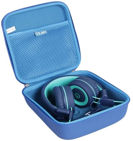 Anleo Hard Travel Case for noot Products K11/Elecder i37/POWMEE M1/POWMEE M2/Mpow CH8/iRAG J01/noot Products K22/NIVAVA K8/noot Products K33/iClever/Sonitum Kids Headphones(Only Case) (Blue)