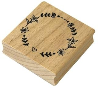 Artoz Stempel – Holzstempel – „Blumenkranz groß“ – 60 x 60 mm – Motivstempel zum Kartenbasteln für Einladungen, Geburtstag, Grüße