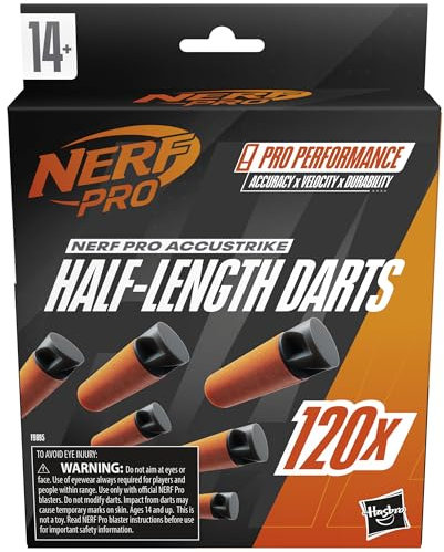 NERF Pro AccuStrike Halblength Darts, 120 Darts für Nerf Pro Stryfe X Dart Blaster & AccuStrike Halblength Dart Magazine, 14+