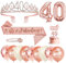 40 Anni Decorazioni Compleanno Donna, 40° Fusciacca e Diadema Oro Rosa Compleanno, Happy Birthday Cake Topper, Candele di Compleanno Numero e Palloncini, Regalo Donna 40 Anni