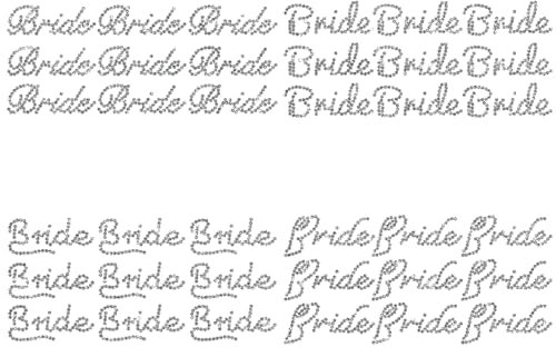CREATCABIN 4 Sheets Bride Rhinestone Iron on Decal Wedding Iron on Transfers Patches Decals Hotfix Appliques Bridal Heat Transfer Glitter for Shirt Bags Clothes Shower Party Letters Silver 7.9x3.9Inch