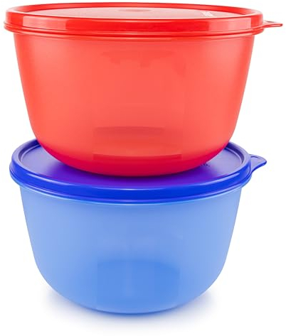 Tupperware Clarissa Schüssel 1,9 L blau + 2 L rot Salatschüssel, Rührschüssel, Backschüssel