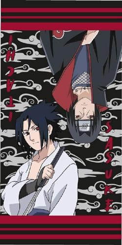 Carbotex Naruto Uzumaki Itachi Sasuke Uchiha - Strandtuch Badetuch Strandtuch - 100% Baumwolle - Maße 70 x 140 cm