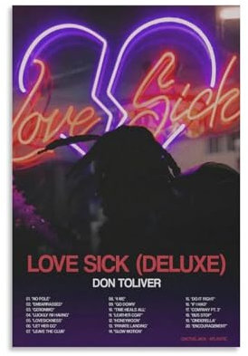 BOAZZ Don Toliver Love Sick Album-Poster, Musikalbum, Cover, Poster, Wandkunst, Dekor, Leinwandposter für Schlafzimmer, künstlerisches Poster, Dekoration, ungerahmt, 30 x 45 cm