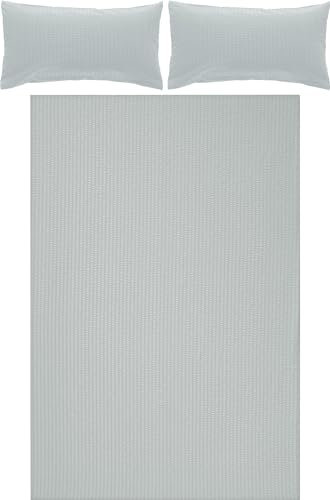 Erwin Müller Bettwäsche-Set Seersucker Uni Serie Rosenheim, Bettbezug, Kissenbezug Silber Größe 40x80 cm / 200x200 cm - pflegeleicht, bügelfrei, mit Reißverschluss