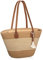 iSamzan Straw Beach Tote Bag for Women, Large Woven Purse with Zipper for Summer Travel, Beach Vacation Shoulder Bag, Brown, L