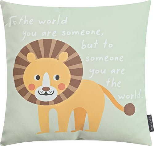 ReWu Kissen Löwe Motiv Kinderkissen Sofakissen Dekokissen Tiermotiv Tier Couchkissen Zierkissen Sofa Schlafzimmer Kinderzimmer Geschenkidee mit Füllung Waschbar 45 x 45 cm