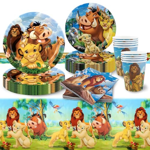 52 pezzi Lion-king Festa di Compleanno Stoviglie, Decorazioni Compleanno Piatti Tovaglia , Decorazioni Compleanno Festa per 10 Bambini