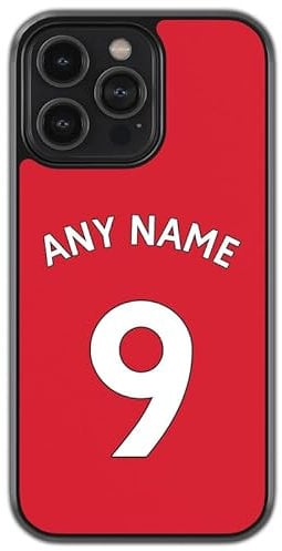 iPhone 14 PLUS Compatible Personalised Man U Football Phone Case, Name & Number Bumper Cover, Anti-Scratch, Anti-Drop, Camera Lens Protection, Sidewall Bumper, ShockProof Drop Protection