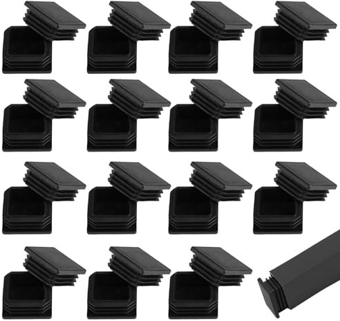 Lot de 30 Bouchons carrés en Plastique Noir, 40 x 40 mm, Capuchons d'extrémité de Tube carré, Capuchons d'extrémité de Tube, Embouts intérieurs de Tube pour Meubles, chaises, Bureaux, Tables, tuyaux