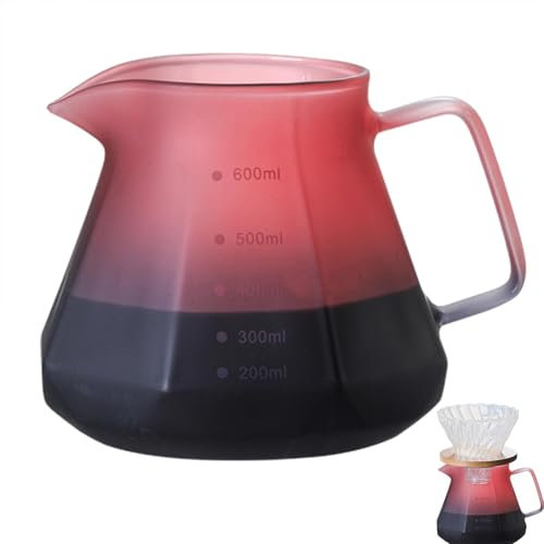 Handgebrühte Kaffeekanne aus Glas , Filtertasse, Trichter, hängendes Ohr zum Übergießen, Set mit Filtern, Server aus Edelstahl, transparente Karaffe, manueller Brüher, Papier 40 Blatt, fasst 1 bis