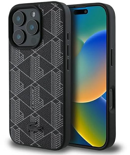 CG MOBILE Lacoste LCHMP16XPBSK Hülle für iPhone 16 Pro Max 6.9 schwarz, Blend Monogram