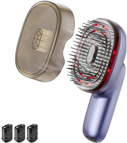 4 in 1 Kopfmassagebürste, Kopfhaut Massagebürste Elektrisch, Massagekamm mit Rotlicht für Kopfhaut Entspannung, Ölspender für Haare, 3 Modi, Haarausfall-Massagebürste für Damen und Herren