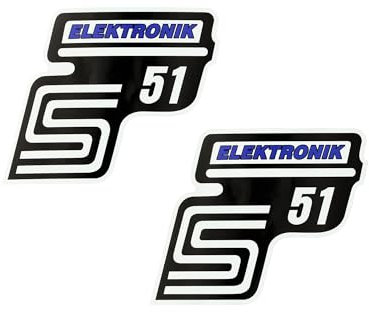 Set: 2x Klebefolie Seitendeckel S51 Elektronik - Blau
