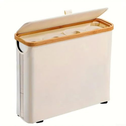 Zilimontt Toilet Paper Storage Basket,Bathroom Toilet Paper Basket Functional Organizer,Large Capacity Toilet Roll Basket,Slimline Bathroom Storage Unit(Beige)