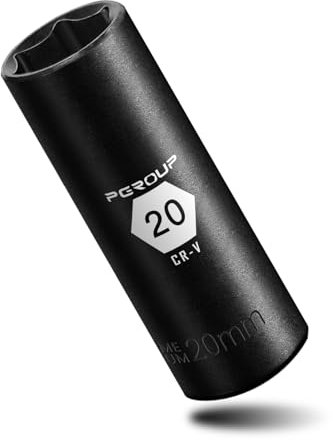 PGROUP 3/8” Drive Deep Impact Socket, Metric(20mm socket), 6-Point, Cr-V Steel With Black Manganese Phosphate Coating