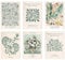 Joyan Grün Pflanzen Poster Set, 6 Stück Wandposter, Modern Wandbilder Deko Wohnzimmer Schlafzimmer, Kunstdruck Poster Set ohne Rahmen, Grün Floral Wanddeko, 20x25cm