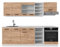 Vicco Küchenzeile R-Line, Goldkraft Eiche/Weiß, 240 cm ohne Arbeitsplatte