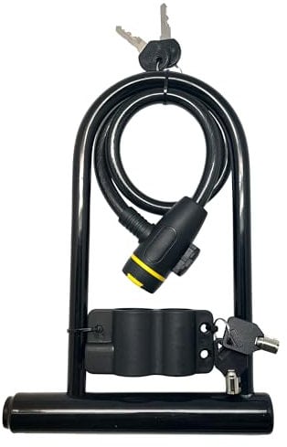 VIAVITO Heavy Duty Anti-Theft High Security Bike Lock Set, U Shaped D Lock & Steel Cable Coil Lock for Bicycle, Scooter, Skateboard, Gate, Fence, Door, w/Mounting Bracket & 4 Keys, Universal Fit
