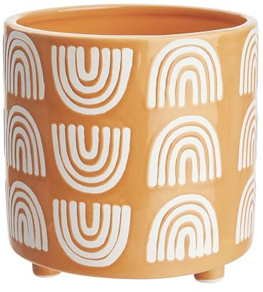 BUTLERS Blumentopf Happy Rainbow 4er-Set Steingut Gelb Ø 14cm | Übertopf für Kräuter & Pflanzen, Pflanzentopf für innen, Blumenübertopf für Balkon | Dekoration Fensterbank Deko Wohnzimmer