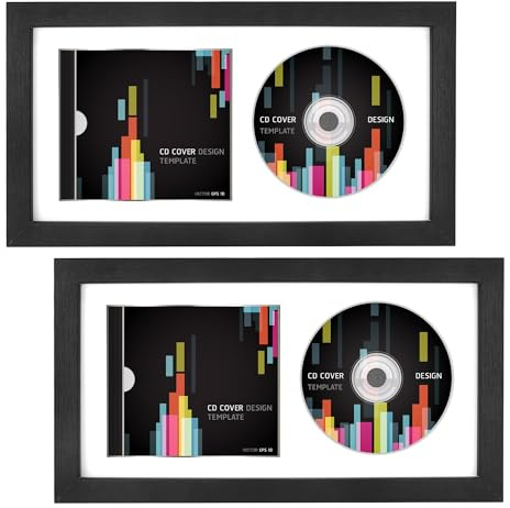FramePro CD Regal Schaukasten CD Ständer Schrank Aufbewahrung Schaukasten Rahmen Schallplattenregal Schallplatten Aufbewahrung Musikrahmen 36,2x19,61 cm Echtglas Weiß 2 Stück