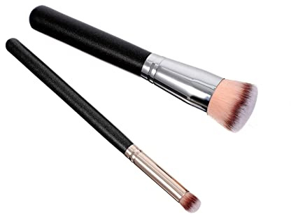 OFFIGAM 2 Stück Make Up Pinsel Foundation und Concealer Puderpinsel aus Synthetischem Material für Gesicht und Selbstbräuner Anwendung