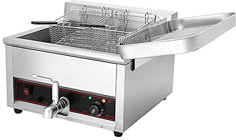 FBHappiness Commercial Deep Fryer 17L, Deep Fat Fryer with Grease Temperature Control Removable Stainless Steel Basket Oil Drain Technology for Home Restaurant Kitchen 5000W