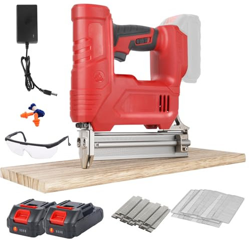 Electric Stapler Nailer Gun, 18GA 2 in 1 Cordless Staple Gun Electric Brad Nailer Stapler with 2000Pcs Nails, 2000Pcs Staples, 21V 2 * 2.0A Batteries for Wood Carpentry
