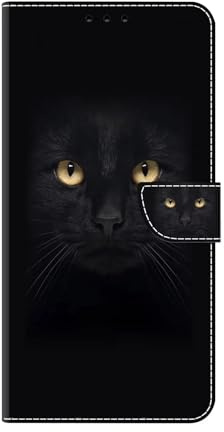 Bnvdfre for iPhone 13 /iPhone 14 Case Protective Flip Phone Art Pattern Cover Shockproof Card Holder with Magnetic Stand Leather Case for iPhone 13 /iPhone 14, Black Cat
