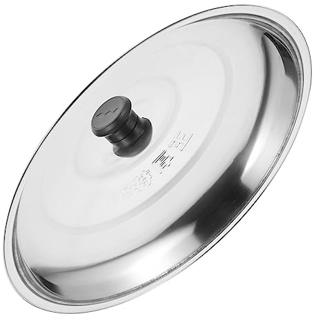 Pfannendeckel mit Knopf aus Edelstahl für Topf und Wok | Deckel 16cm, Leichte Ausführung, Einfache Form, Zubehör für Küche und Kochen