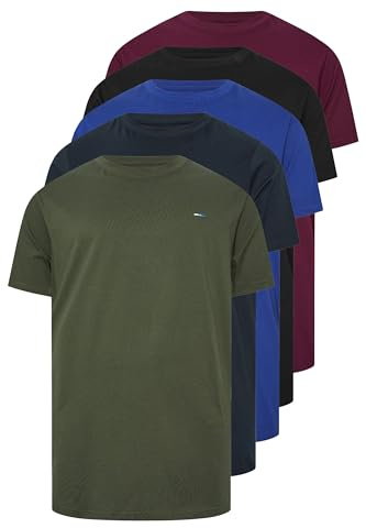BadRhino Big & Tall/Blue/Red/Green/Navy 5 Pack Extra Long T-Shirts - Men's - Plus Size Curve