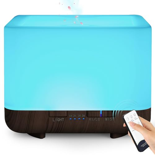 GeeRic Diffuseur d'arômes 600 ML, Humidificateur d'air ultrasonique, Purificateur d'air à arrêt Automatique pour Chambre, Nébuliseur pour Spa Yoga, Noir