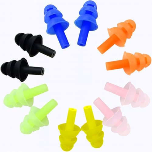 6 Pairs Reusable Silicone Swimming Earplugs – Soft Flexible Waterproof Ear Plugs for Swimming, Learning, Hearing Protection, Concerts, Airplanes, Shooting, Noise Reducing Ear Protection