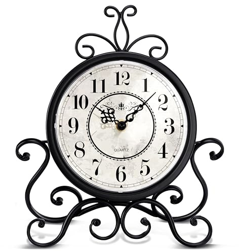 Mantel Clock Vintage Table Clock on Stand Desk Shelf Desktop Clocks Silent