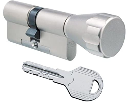 EVVA ICS Hochsicherheits-Knaufzylinder mit 8 Schlüssel, Länge (a/b) 36/K31mm (c=67mm) K=Knaufseite, modulare Bauweise SYMO