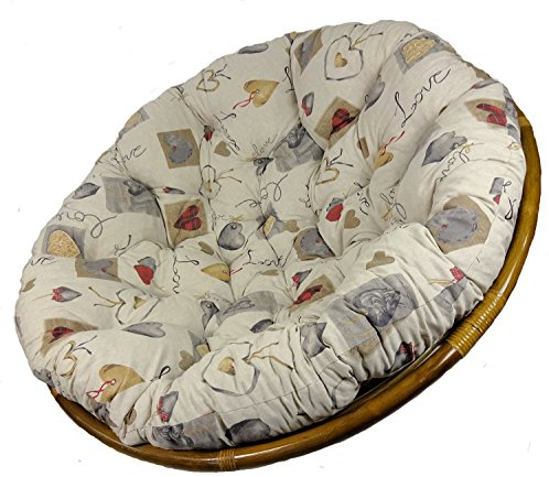 Rattani - Polster, Kissen für Papasansessel, Ersatzpolster Papasan D 130 cm, Stoff Mirha Leinen Love, Made in EU